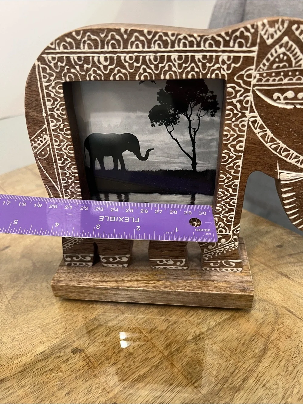 Handcrafted Elephant Wood Photo Frame